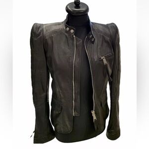 Dsquared2 Leather jacket corset 100 % lamb leather Black size 38